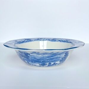 Liberty Blue Round Serving Dish Staffordshire England Ironstone Blue and White